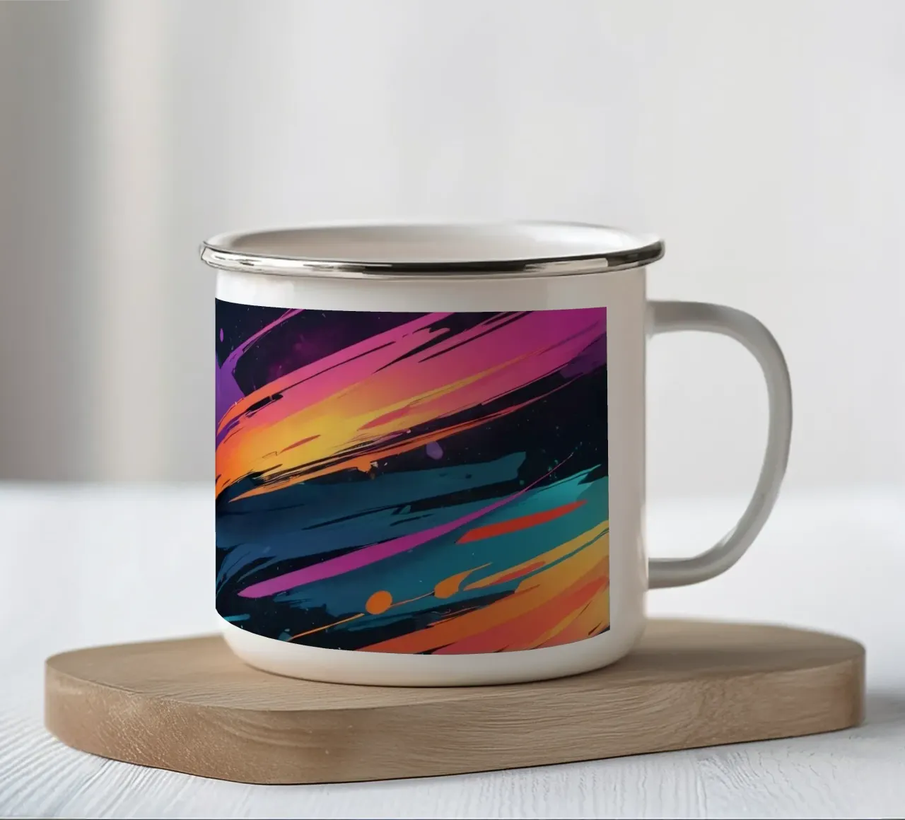 Disegno di sfondo astratto con pennellate colorate tazza in smalto da DesignDoodle