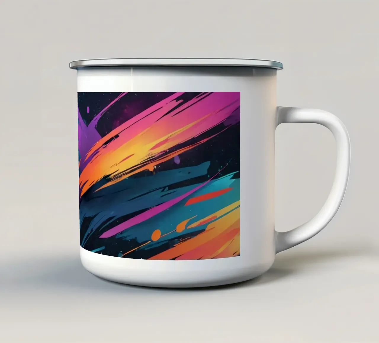 abstract background design with colorful brush strokes enamel mug by DesignDoodle