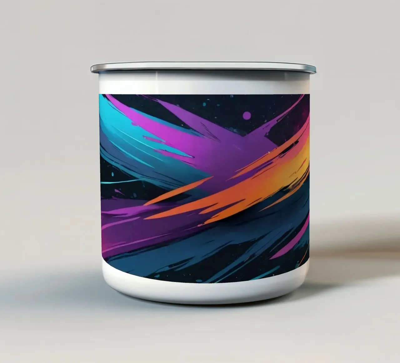 abstract background design with colorful brush strokes enamel mug by DesignDoodle