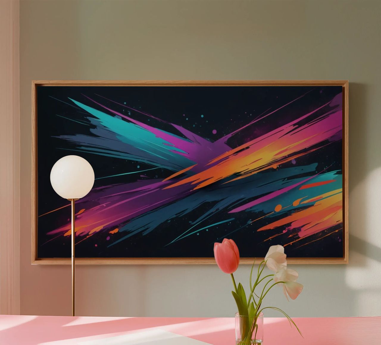 Disegno di sfondo astratto con pennellate colorate tela da DesignDoodle