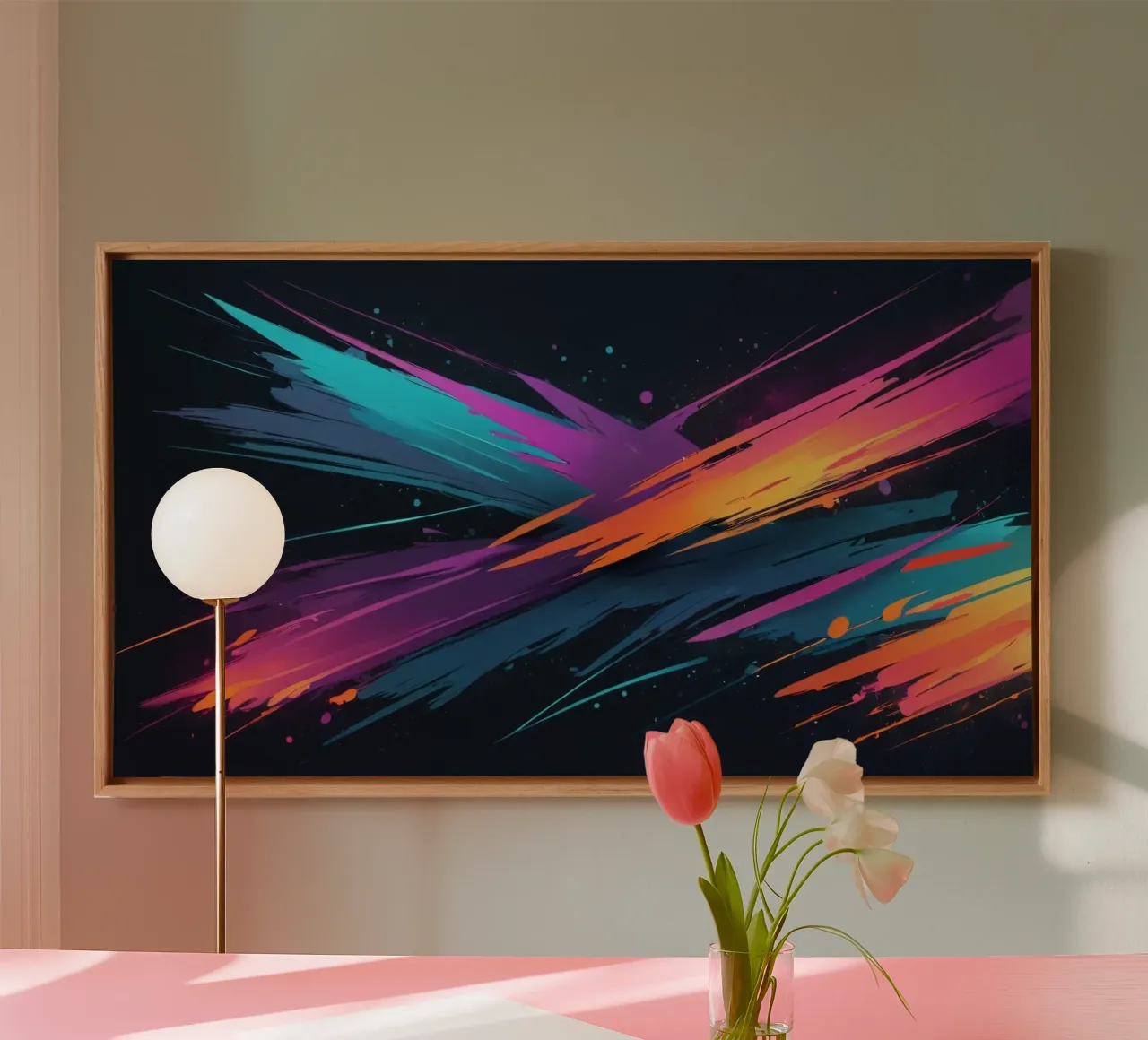 abstract background design with colorful brush strokes canvas by DesignDoodle