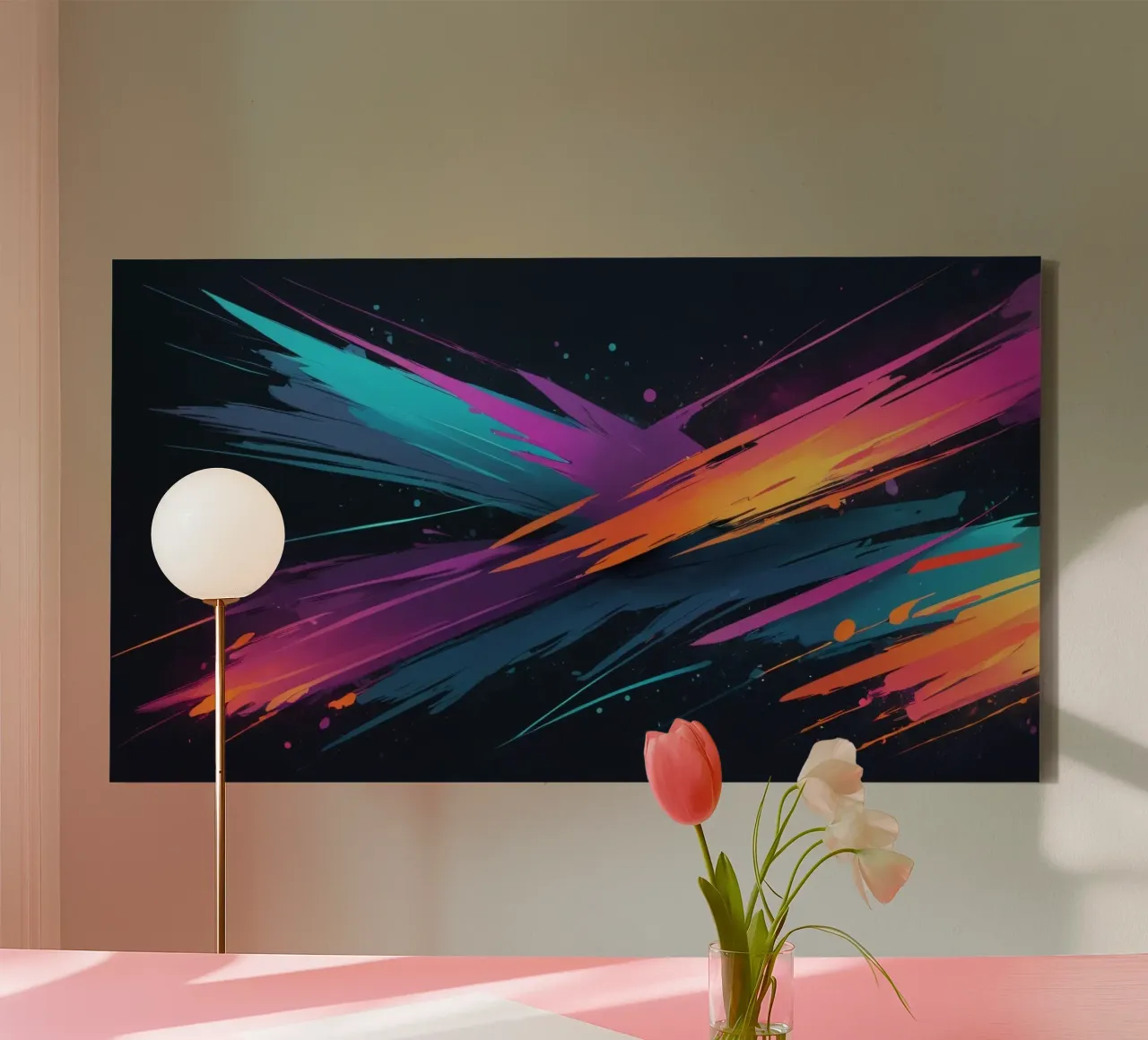 abstract background design with colorful brush strokes canvas by DesignDoodle
