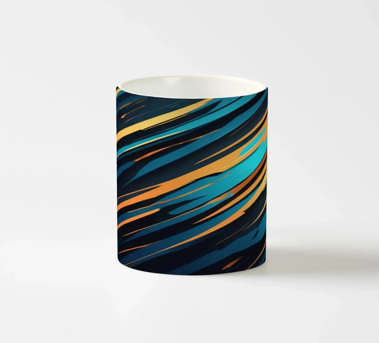 Carta da parati dinamica e astratta con blu e arancione tazza in ceramica da DesignDoodle