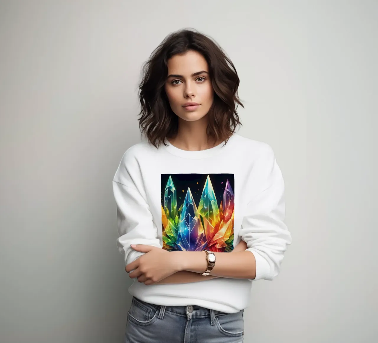 Design astratto e colorato con cristalli dalle tonalità vivaci felpa da DesignDoodle