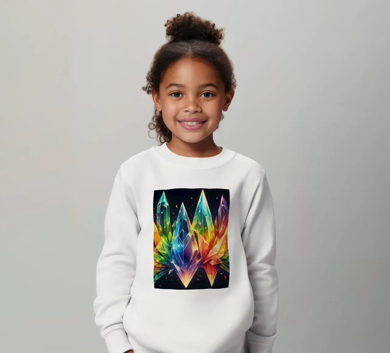 Design abstrait coloré en cristal avec des teintes vives sweat enfant de DesignDoodle