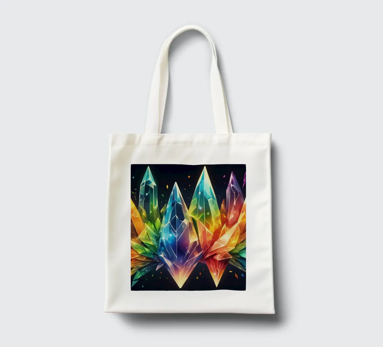 Colorful abstract crystal design with vivid hues tote bag by DesignDoodle