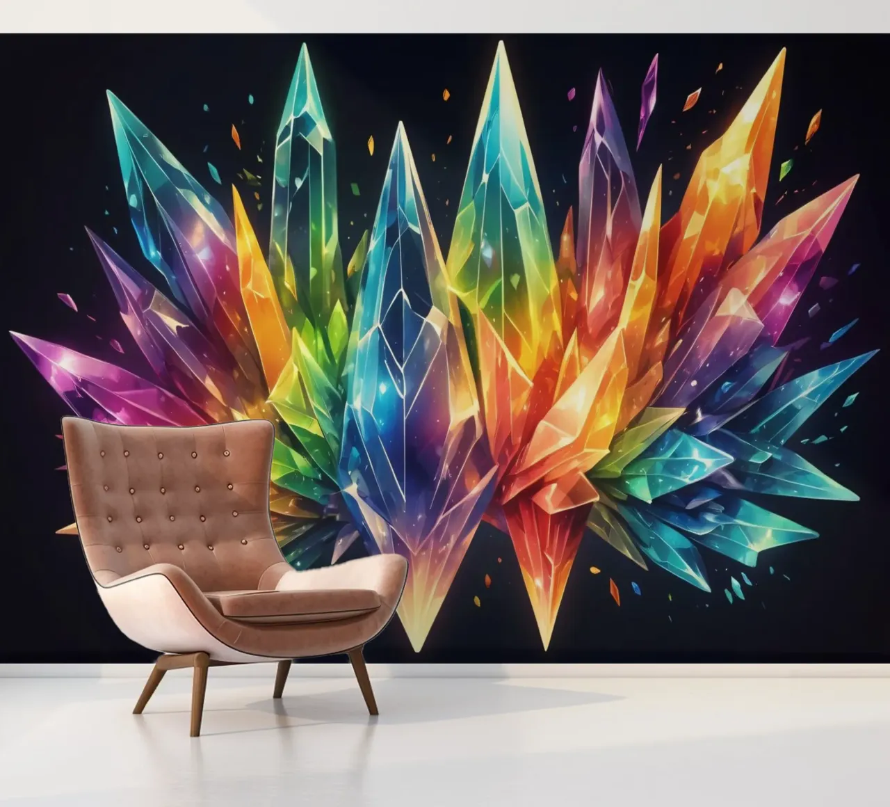 Design abstrait coloré en cristal avec des teintes vives papier peint photo de DesignDoodle