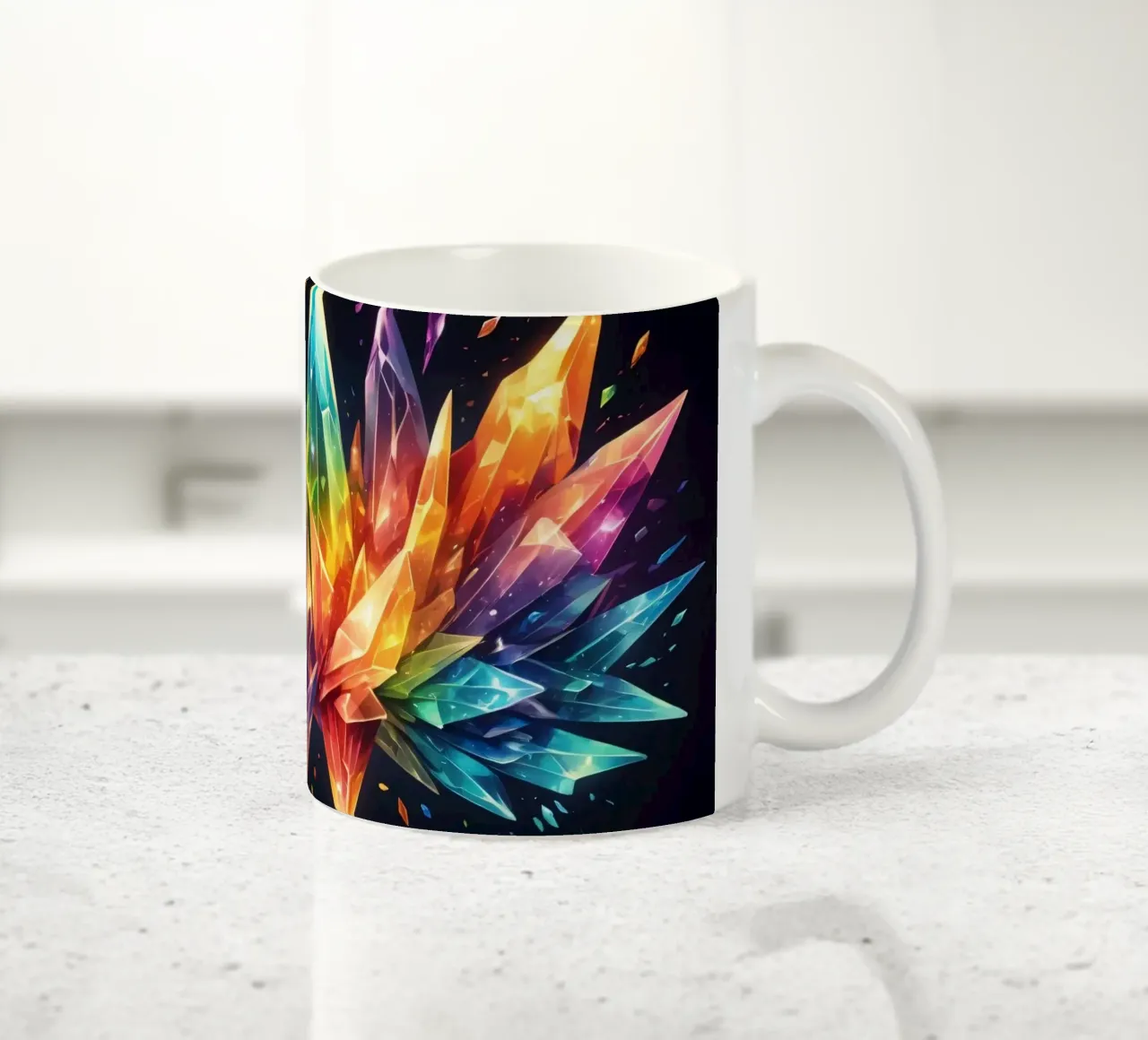 Colorful abstract crystal design with vivid hues ceramic mug by DesignDoodle