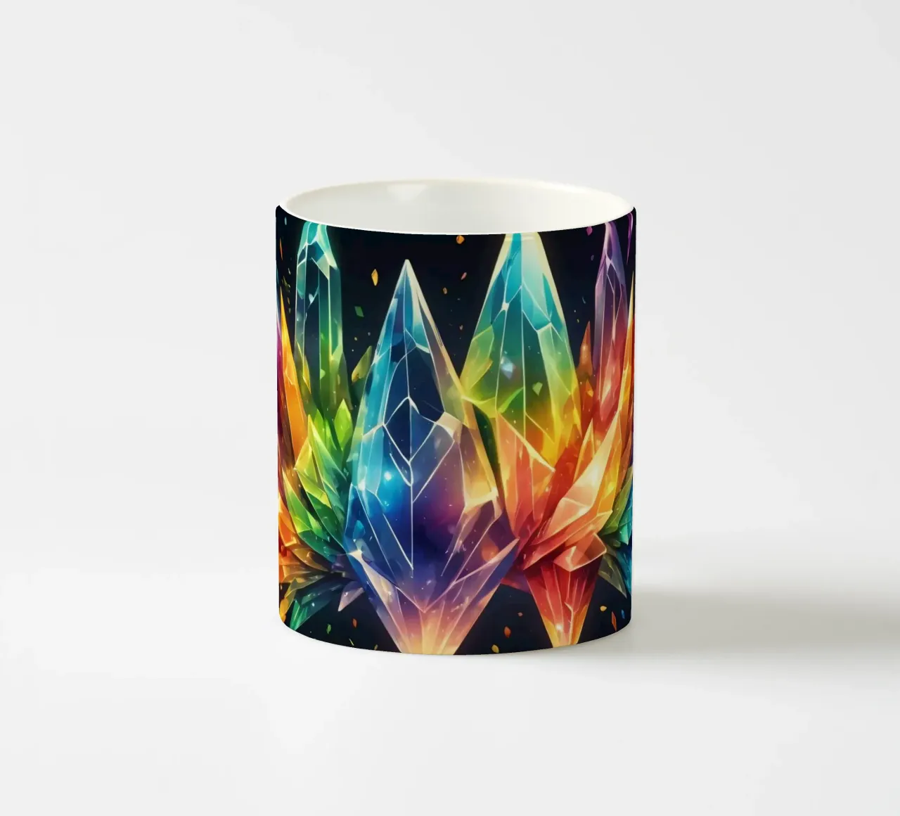 Colorful abstract crystal design with vivid hues ceramic mug by DesignDoodle