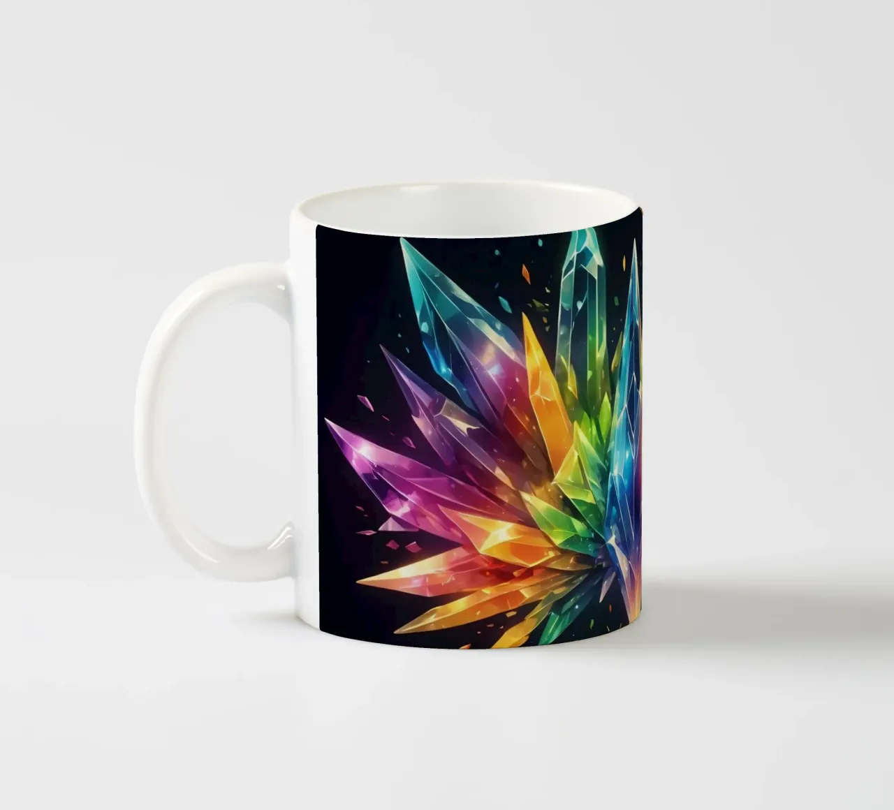 Colorful abstract crystal design with vivid hues ceramic mug by DesignDoodle