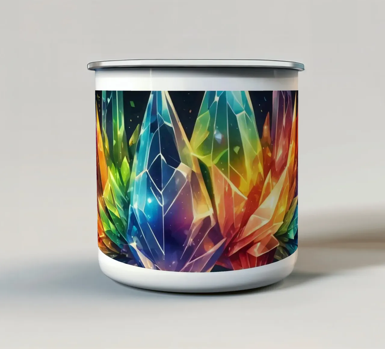 Design astratto e colorato con cristalli dalle tonalità vivaci tazza in smalto da DesignDoodle