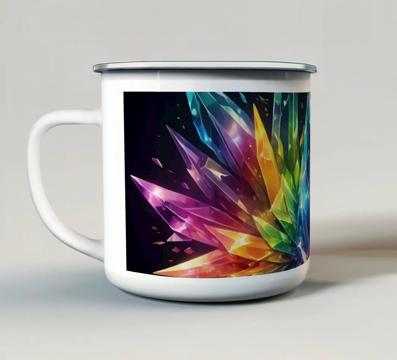 Design astratto e colorato con cristalli dalle tonalità vivaci tazza in smalto da DesignDoodle