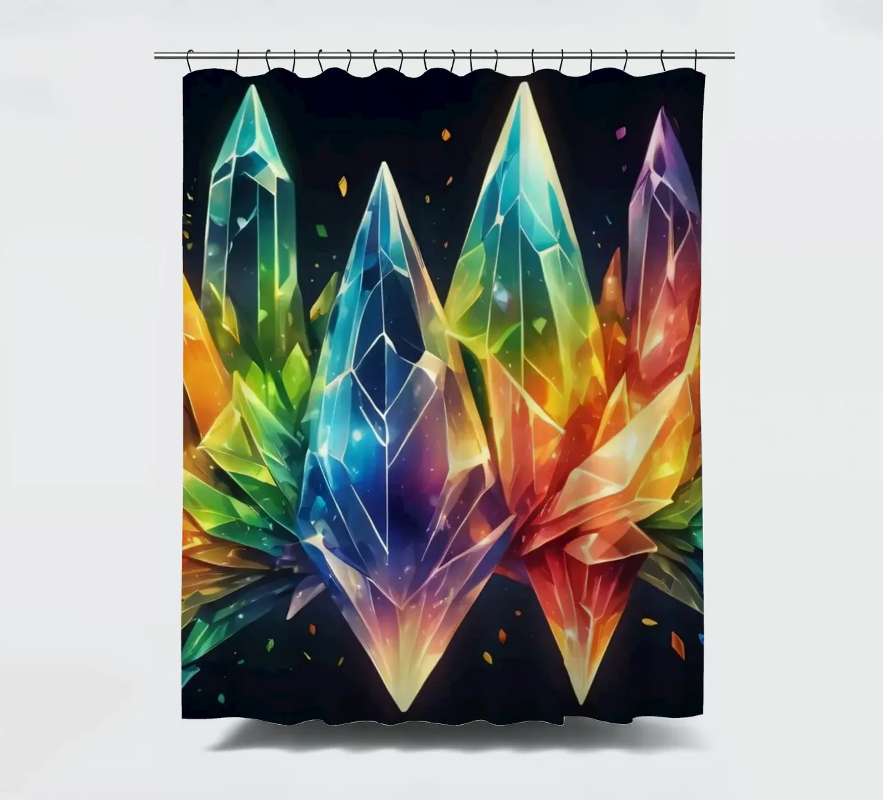 Colorful abstract crystal design with vivid hues shower curtain by DesignDoodle