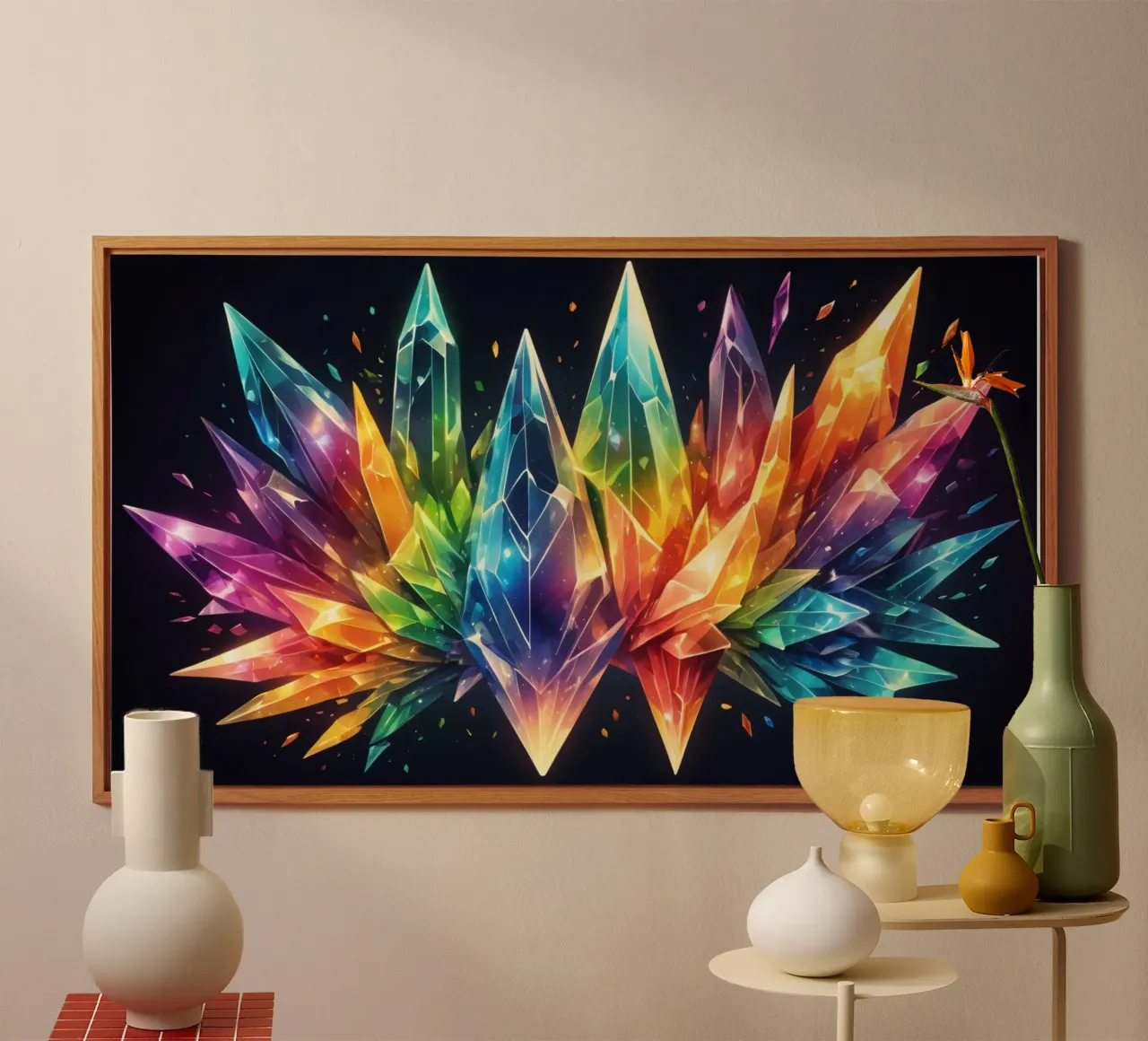 Colorful abstract crystal design with vivid hues alu-dibond by DesignDoodle