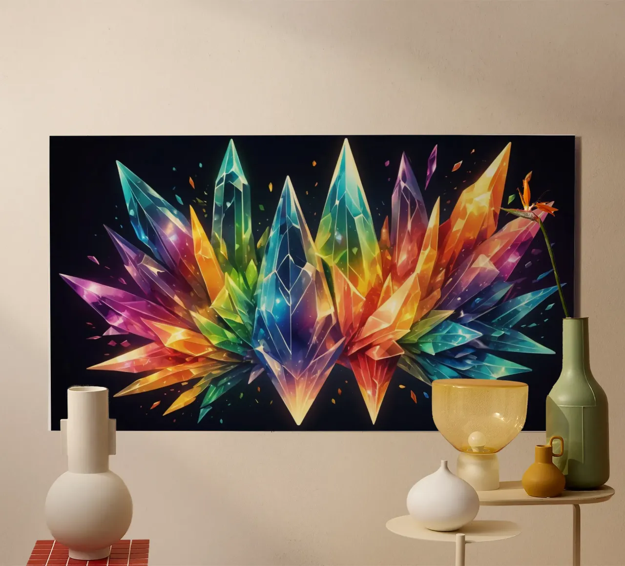 Colorful abstract crystal design with vivid hues alu-dibond by DesignDoodle