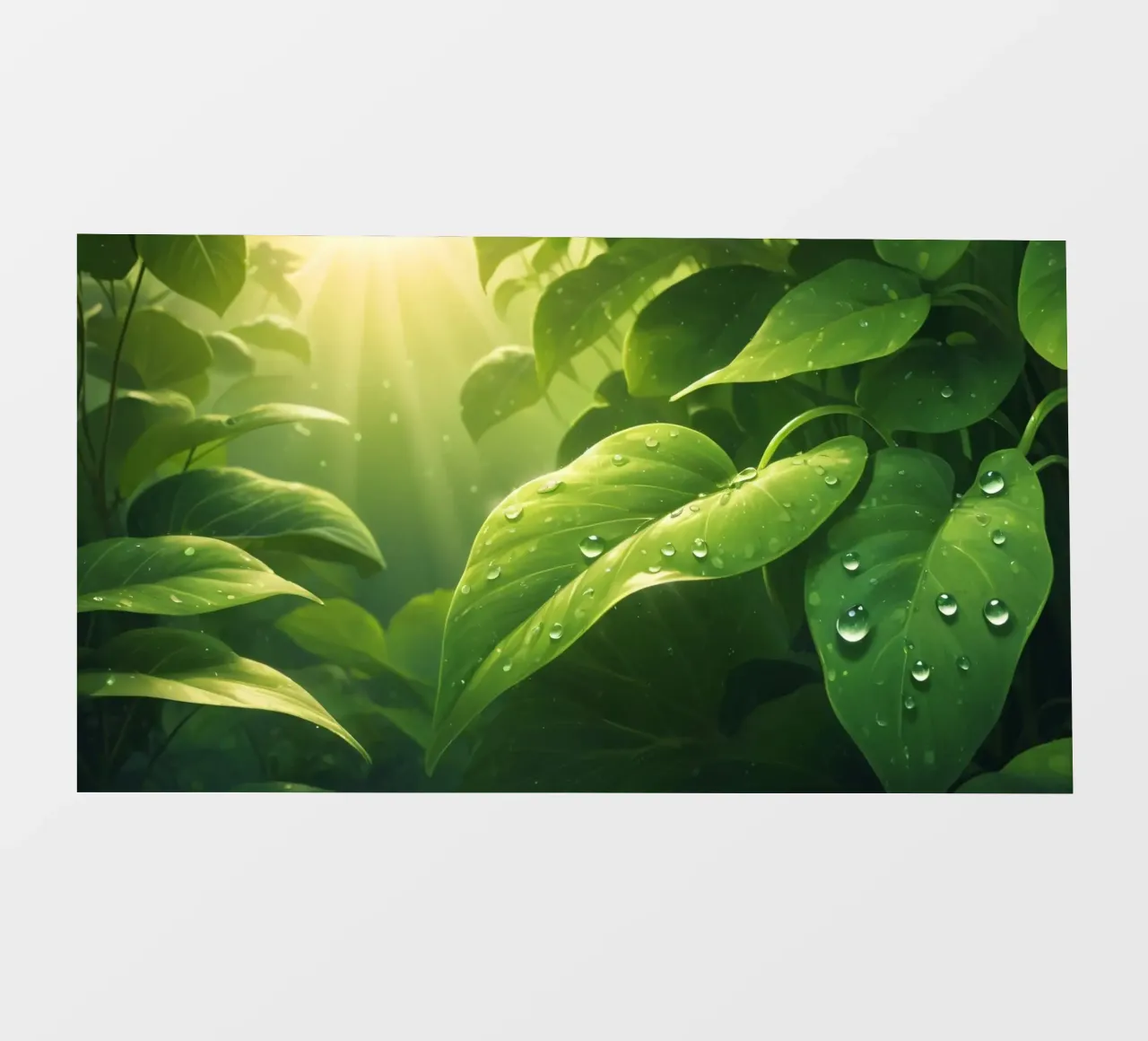 Verde lussureggiante con goccioline scintillanti illuminate dalla luce del sole telo in pvc da DesignDoodle