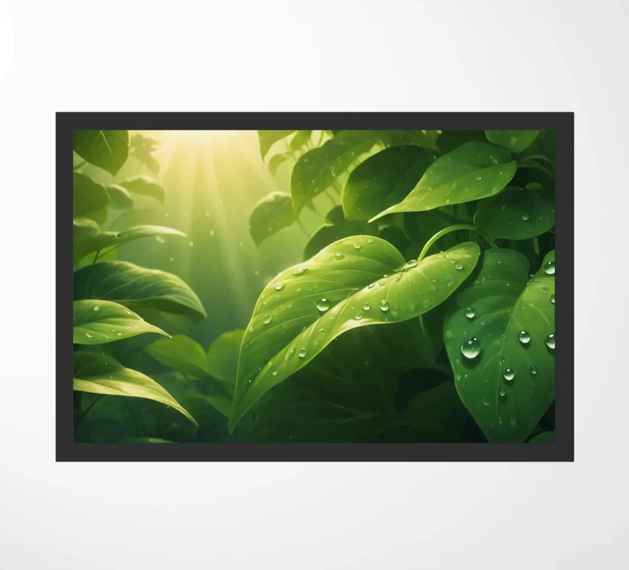 Verde lussureggiante con goccioline scintillanti illuminate dalla luce del sole zerbino da DesignDoodle