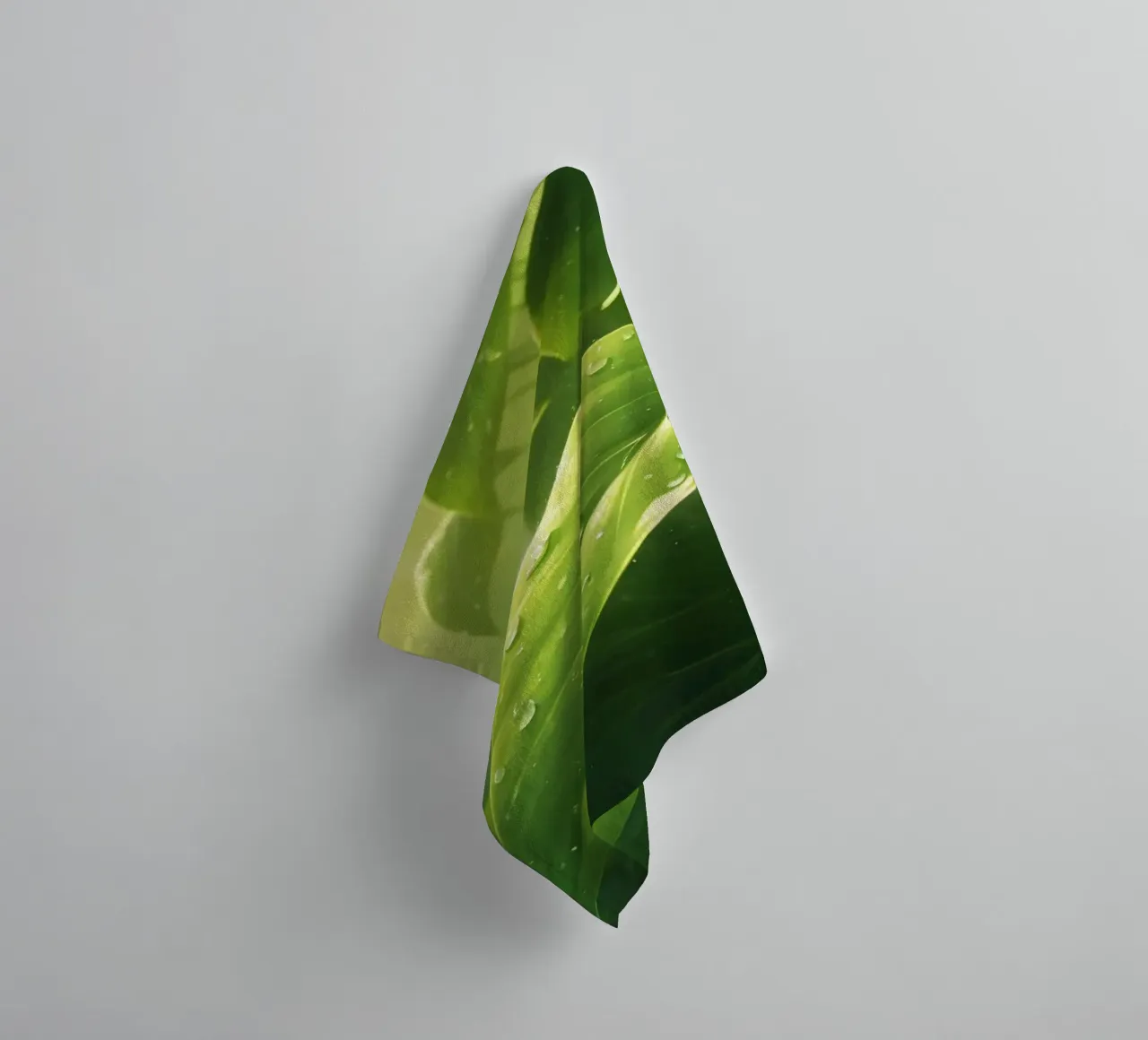 Lush greenery with sparkling droplet illuminated by sunlight towel by DesignDoodle
