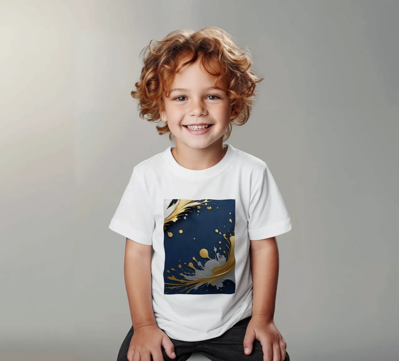 Elegant abstract background design featuring gold, silver kids t-shirt by DesignDoodle