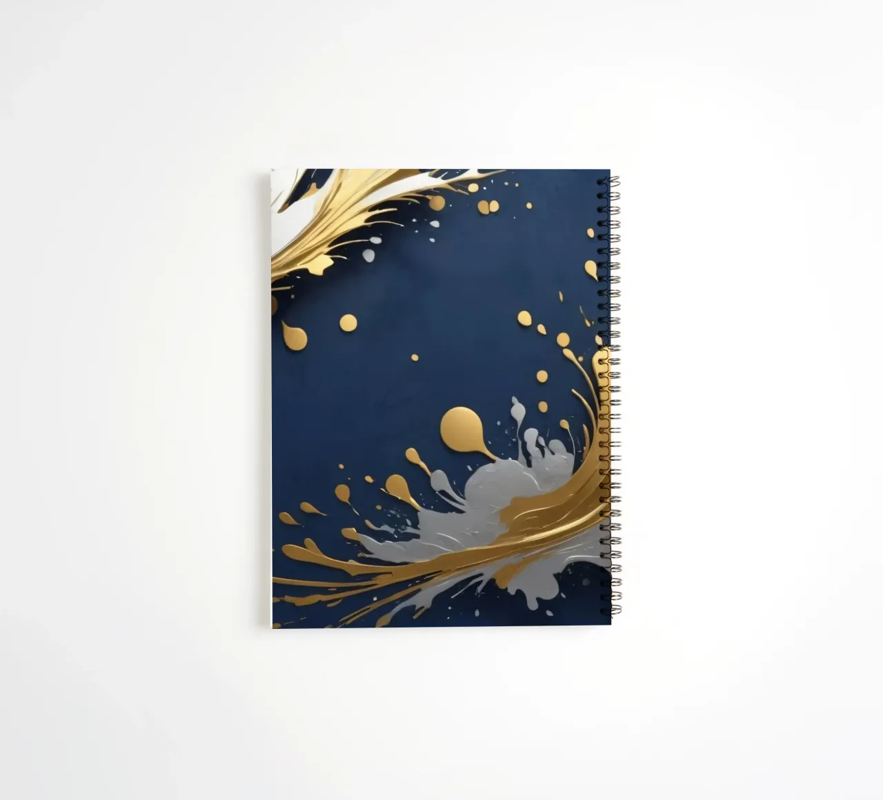 Elegant abstract background design featuring gold, silver spiral notebook by DesignDoodle