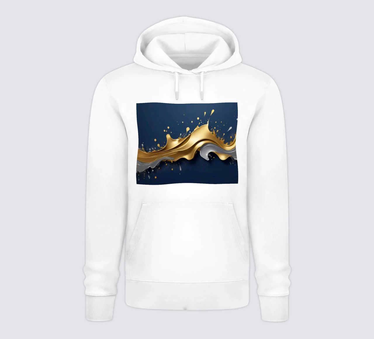 design astratto con onde fluide in oro e argento felpa con cappuccio da DesignDoodle