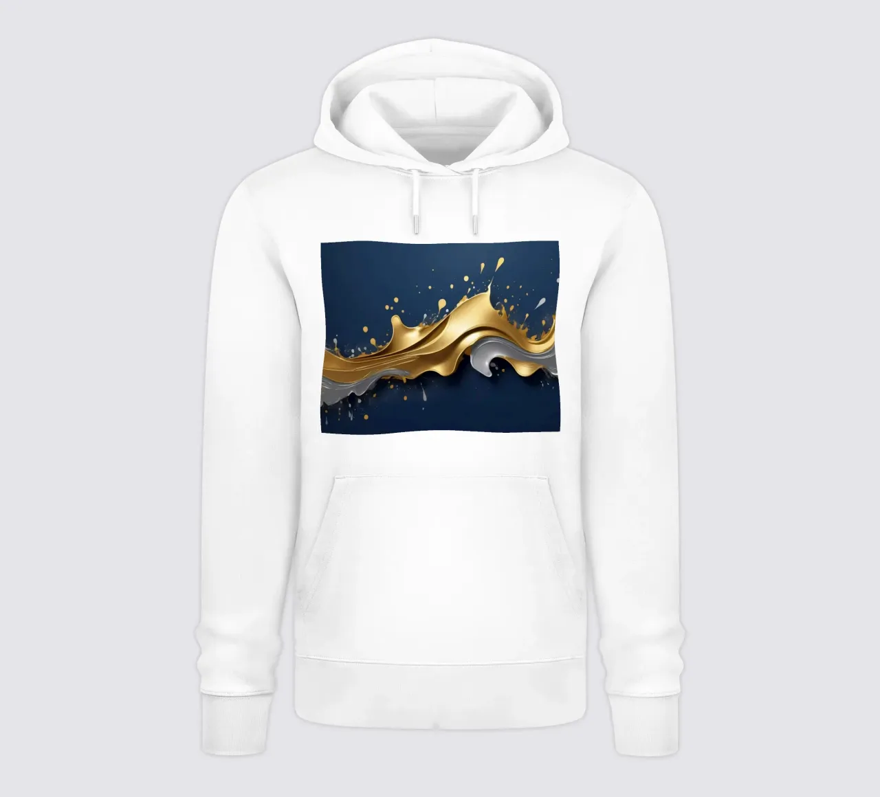 abstraktes Design mit fließenden goldenen und silbernen Wellen Hoodie von DesignDoodle