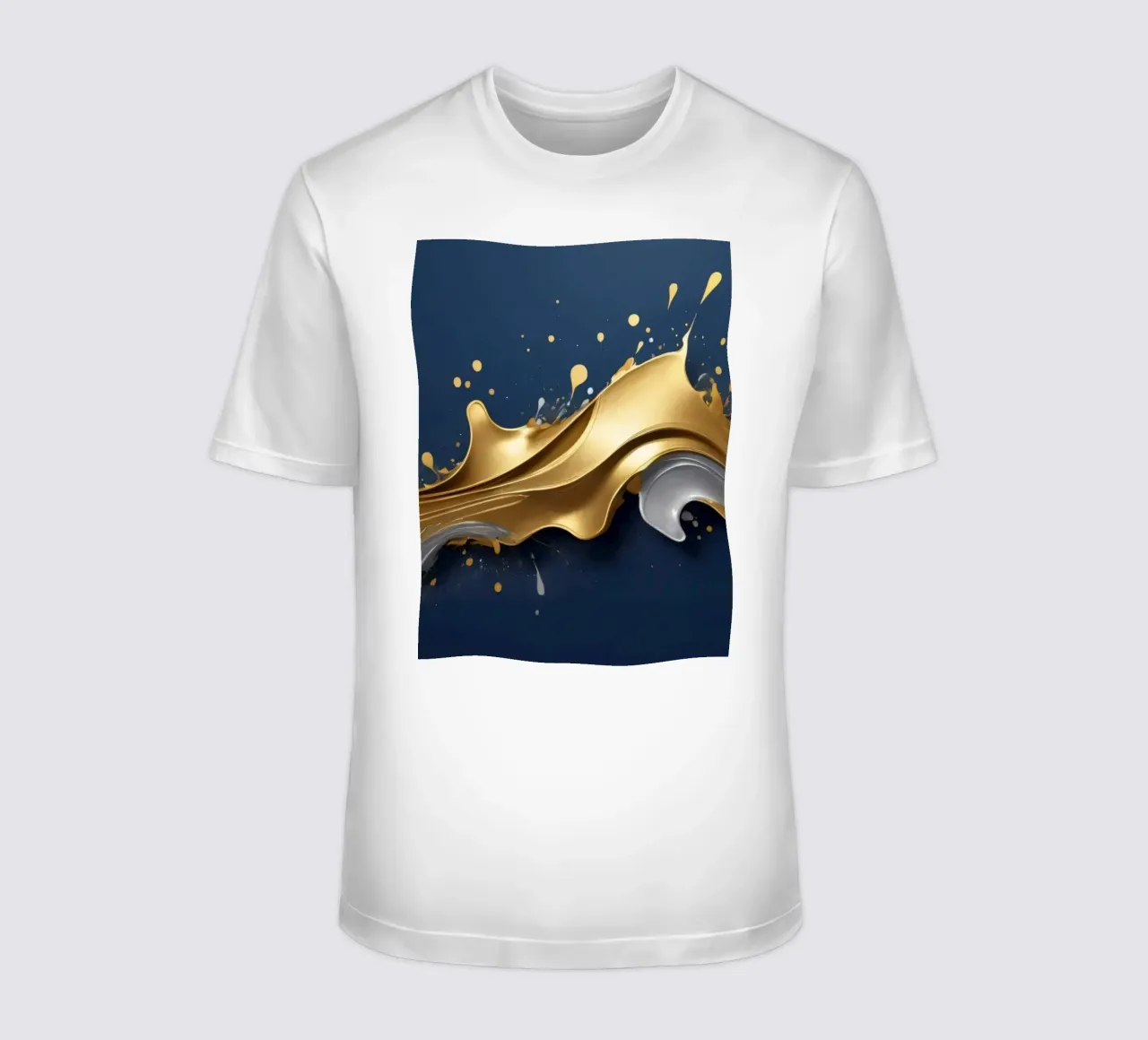 design astratto con onde fluide in oro e argento t-shirt da DesignDoodle