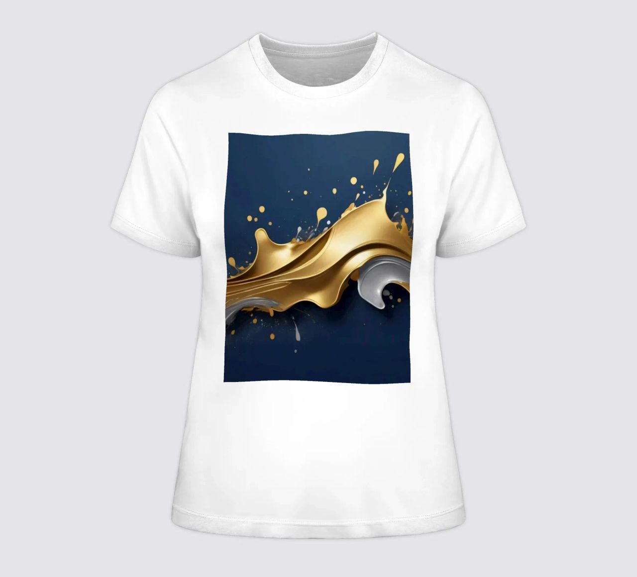 design astratto con onde fluide in oro e argento t-shirt da donna da DesignDoodle