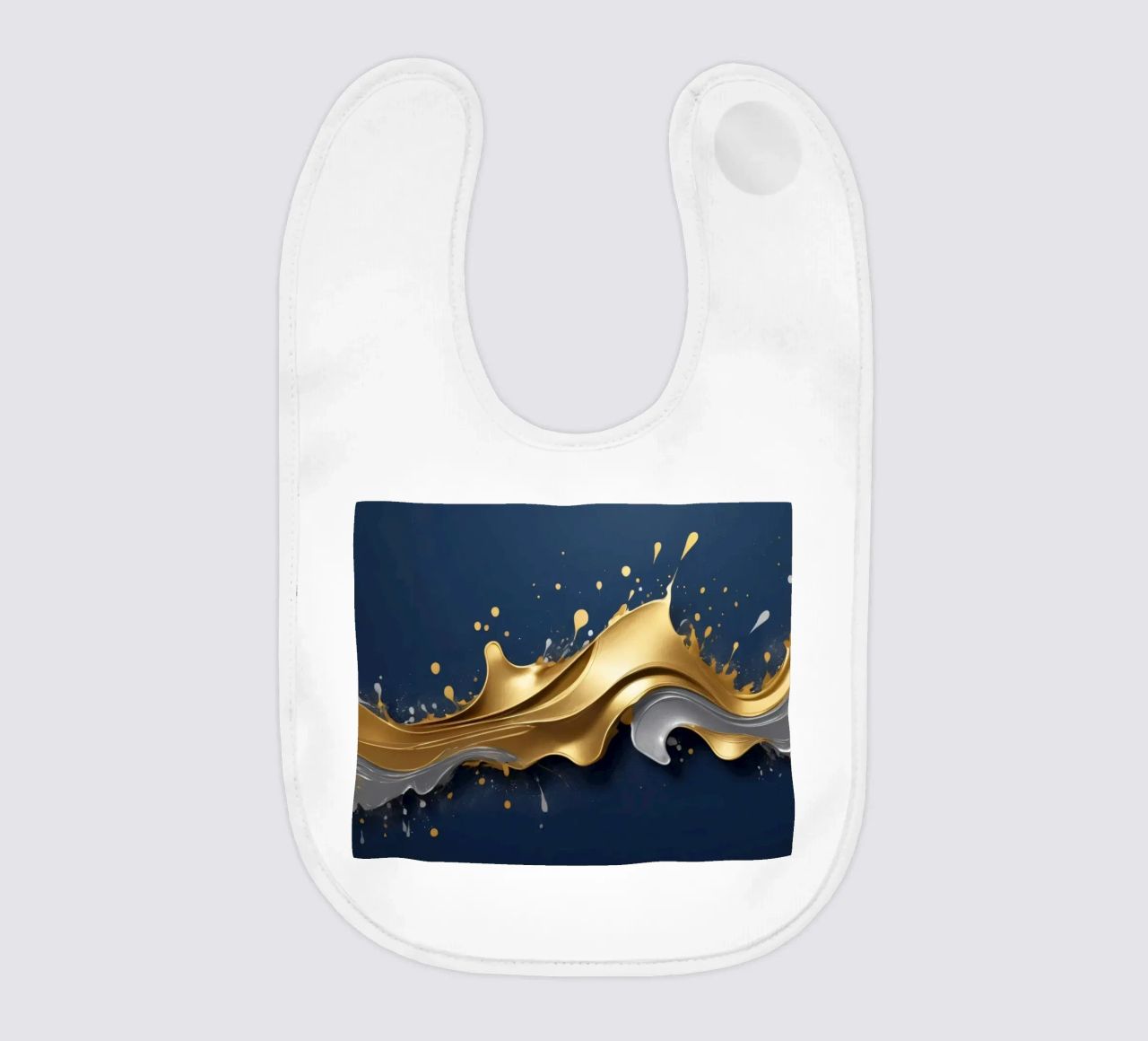 design astratto con onde fluide in oro e argento bavaglino da DesignDoodle