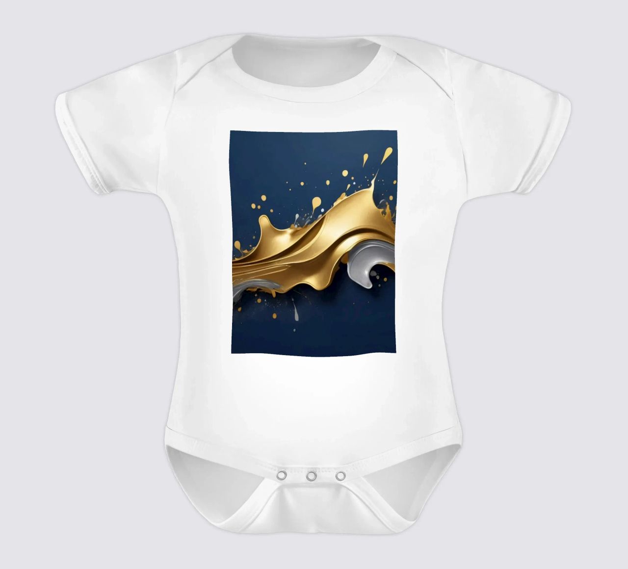 design astratto con onde fluide in oro e argento body neonato maniche corte da DesignDoodle