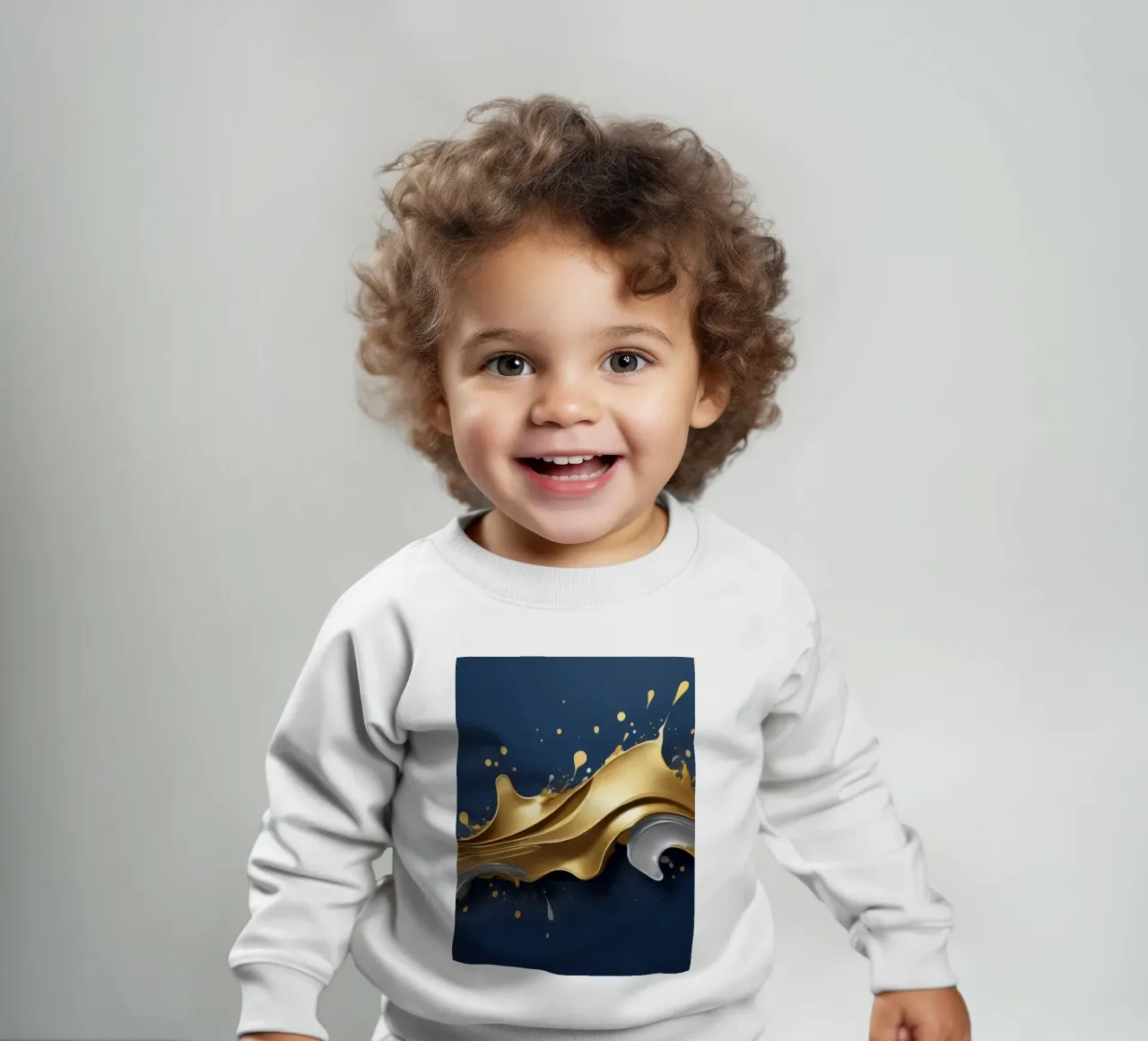 abstract design featuring flowing gold and silver waves baby sweatshirt by DesignDoodle