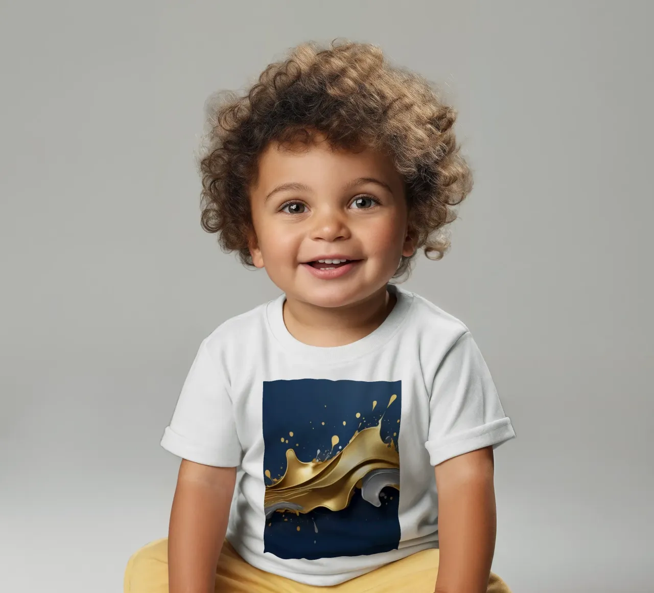abstraktes Design mit fließenden goldenen und silbernen Wellen Baby T-Shirt von DesignDoodle
