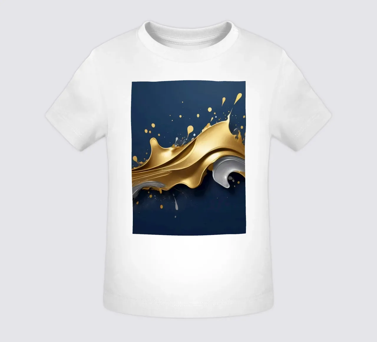 abstraktes Design mit fließenden goldenen und silbernen Wellen Baby T-Shirt von DesignDoodle