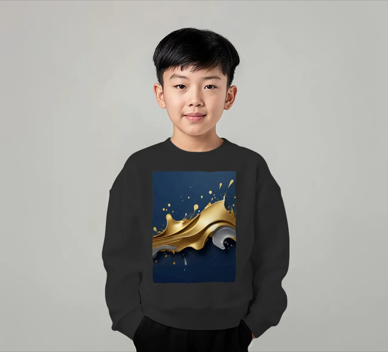 design astratto con onde fluide in oro e argento felpa bambino da DesignDoodle