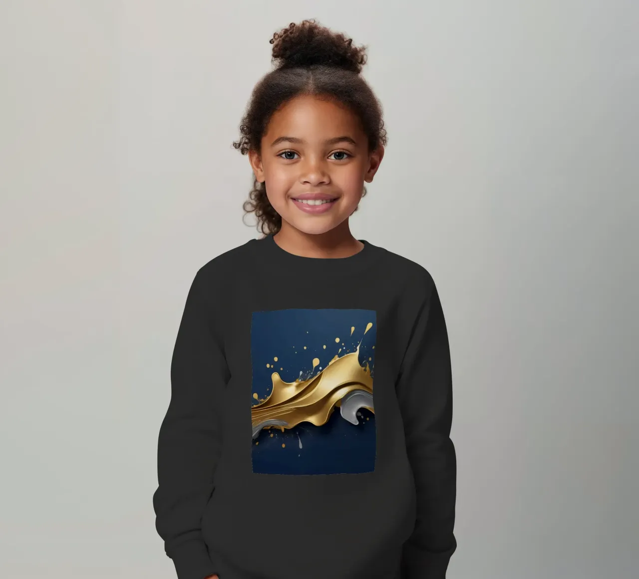 design astratto con onde fluide in oro e argento felpa bambino da DesignDoodle