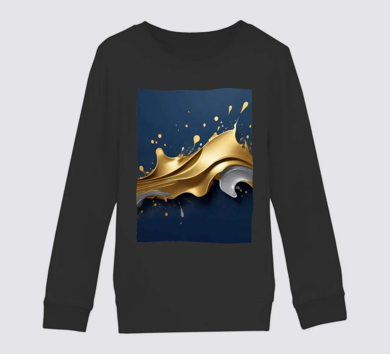 design astratto con onde fluide in oro e argento felpa bambino da DesignDoodle