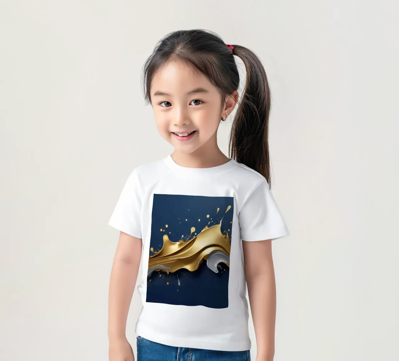 design astratto con onde fluide in oro e argento t-shirt bambini da DesignDoodle