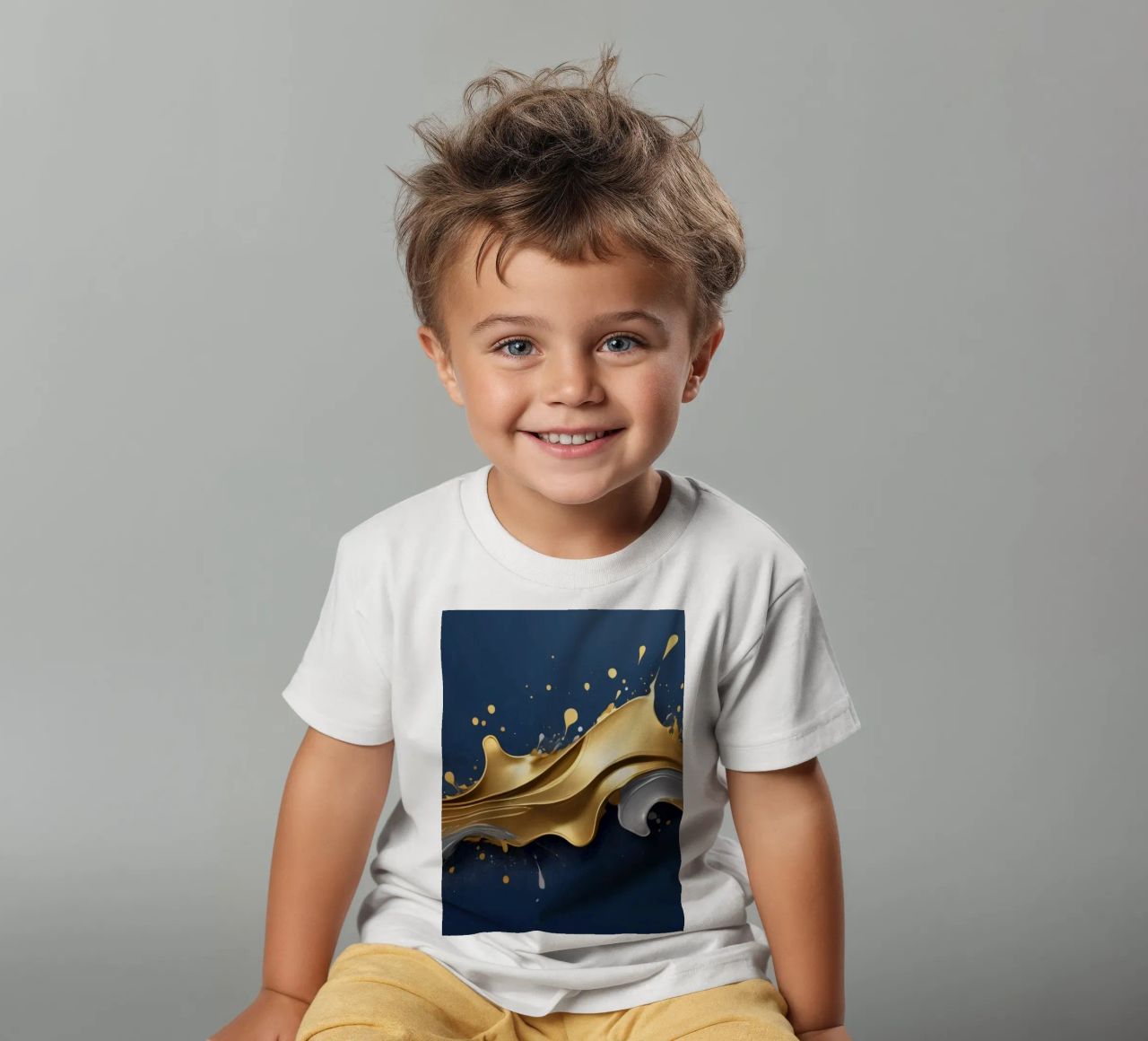 design astratto con onde fluide in oro e argento t-shirt bambini da DesignDoodle