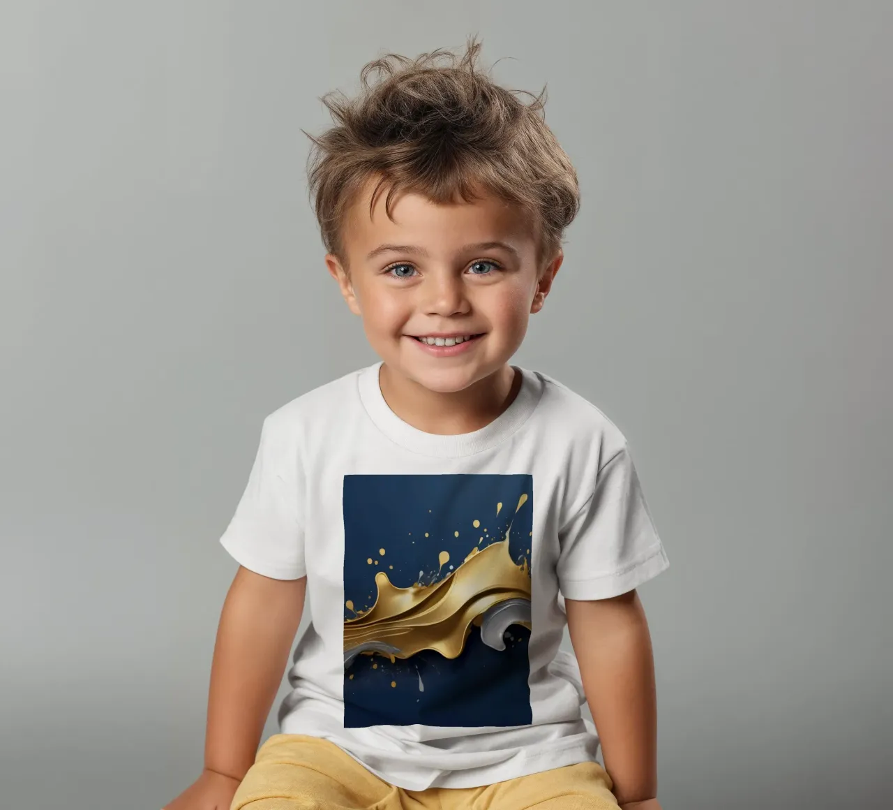 design astratto con onde fluide in oro e argento t-shirt bambini da DesignDoodle
