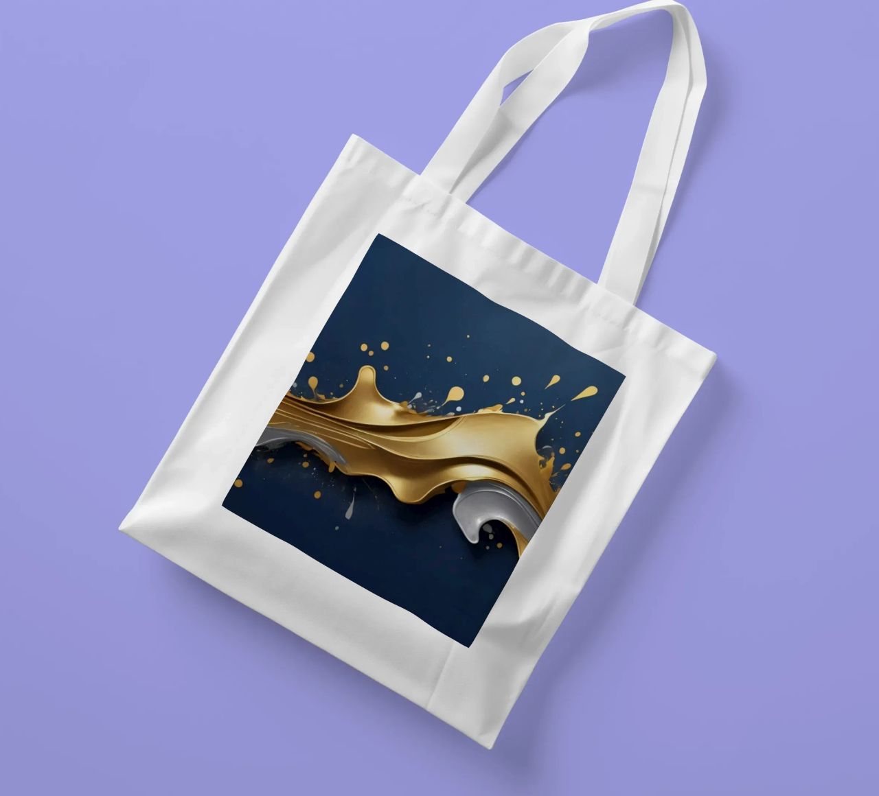 design astratto con onde fluide in oro e argento borsa in juta da DesignDoodle