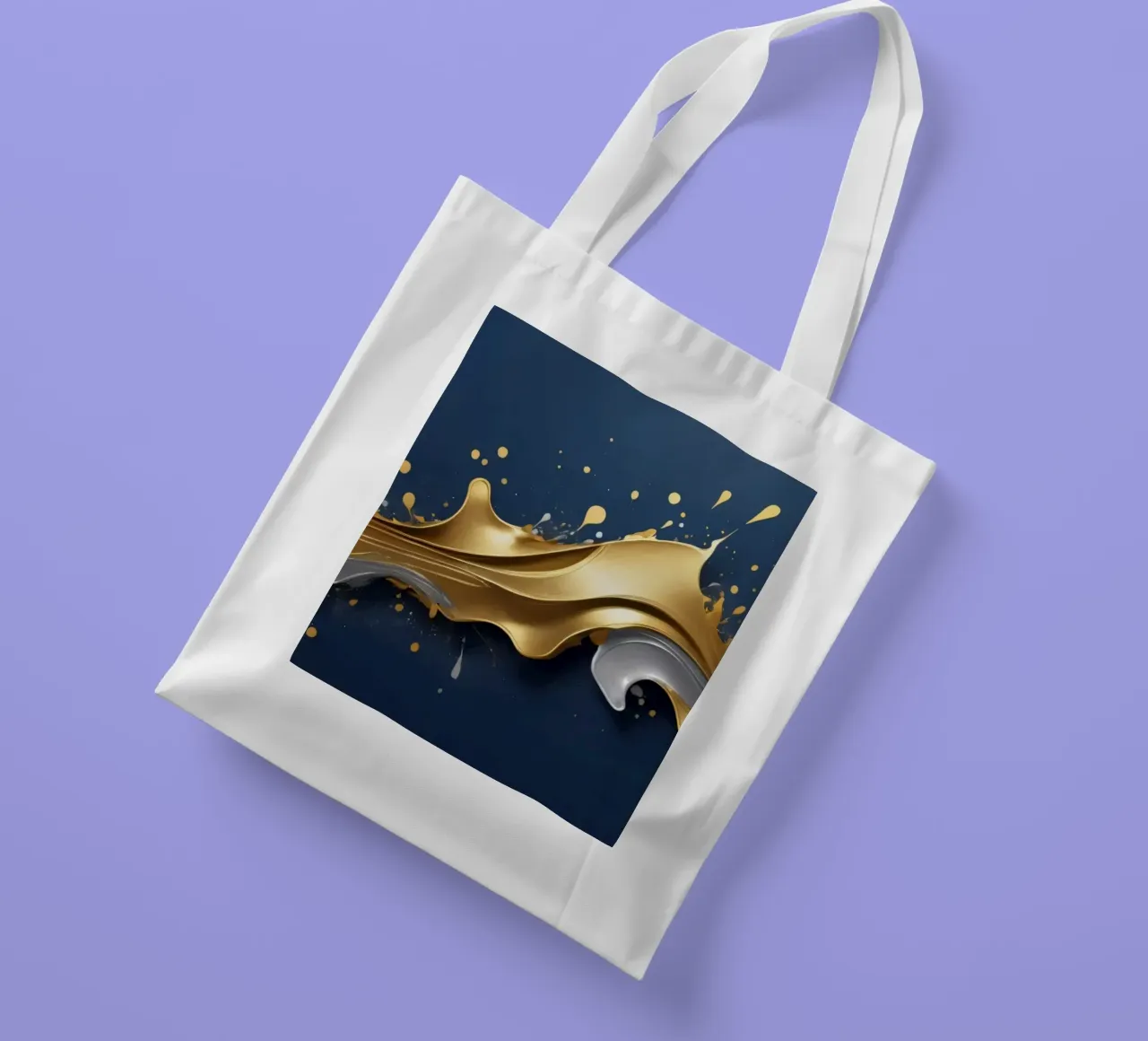 design astratto con onde fluide in oro e argento borsa in juta da DesignDoodle
