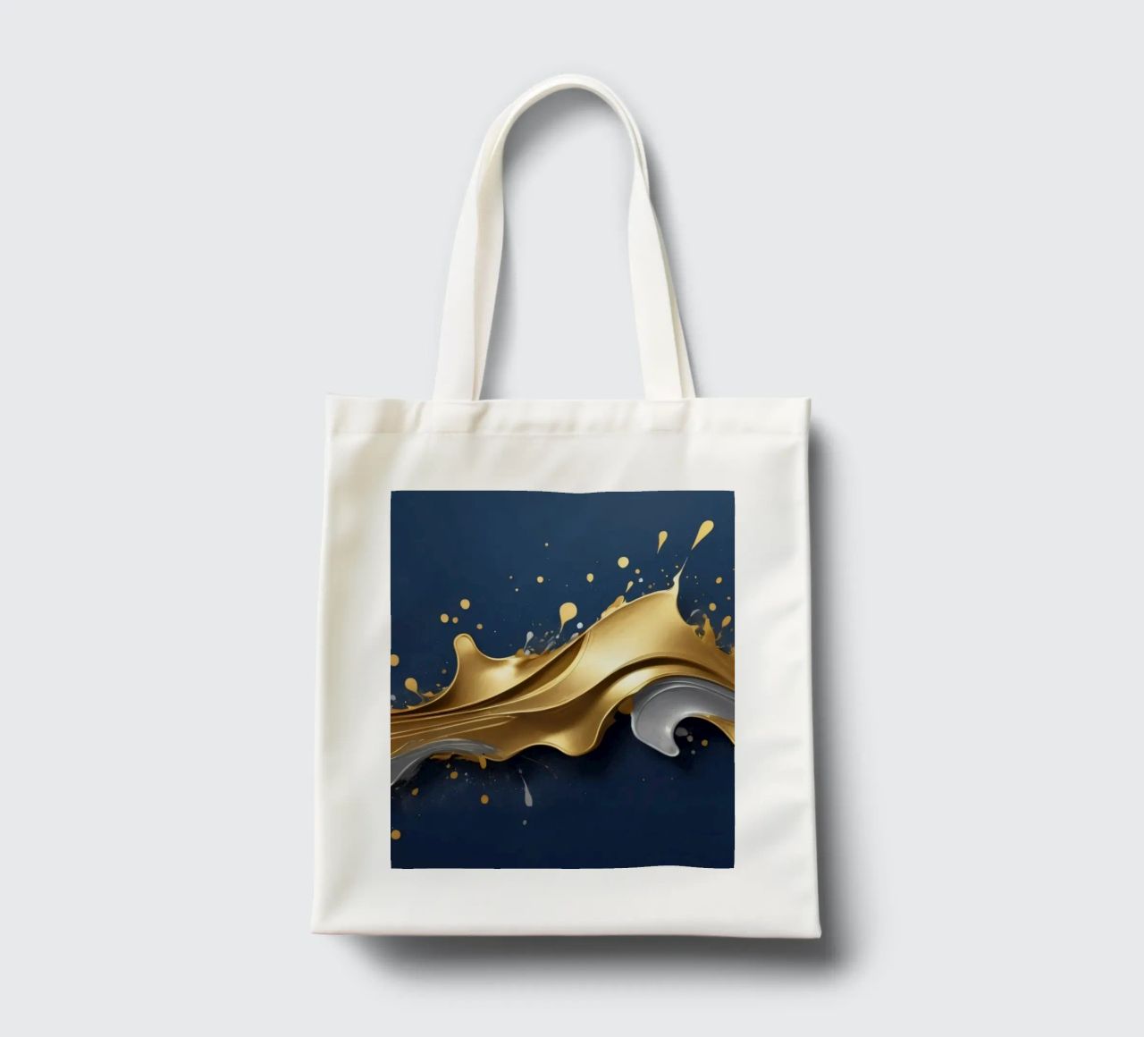 design astratto con onde fluide in oro e argento borsa in juta da DesignDoodle
