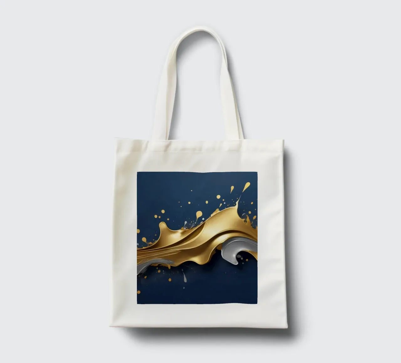 design astratto con onde fluide in oro e argento borsa in juta da DesignDoodle