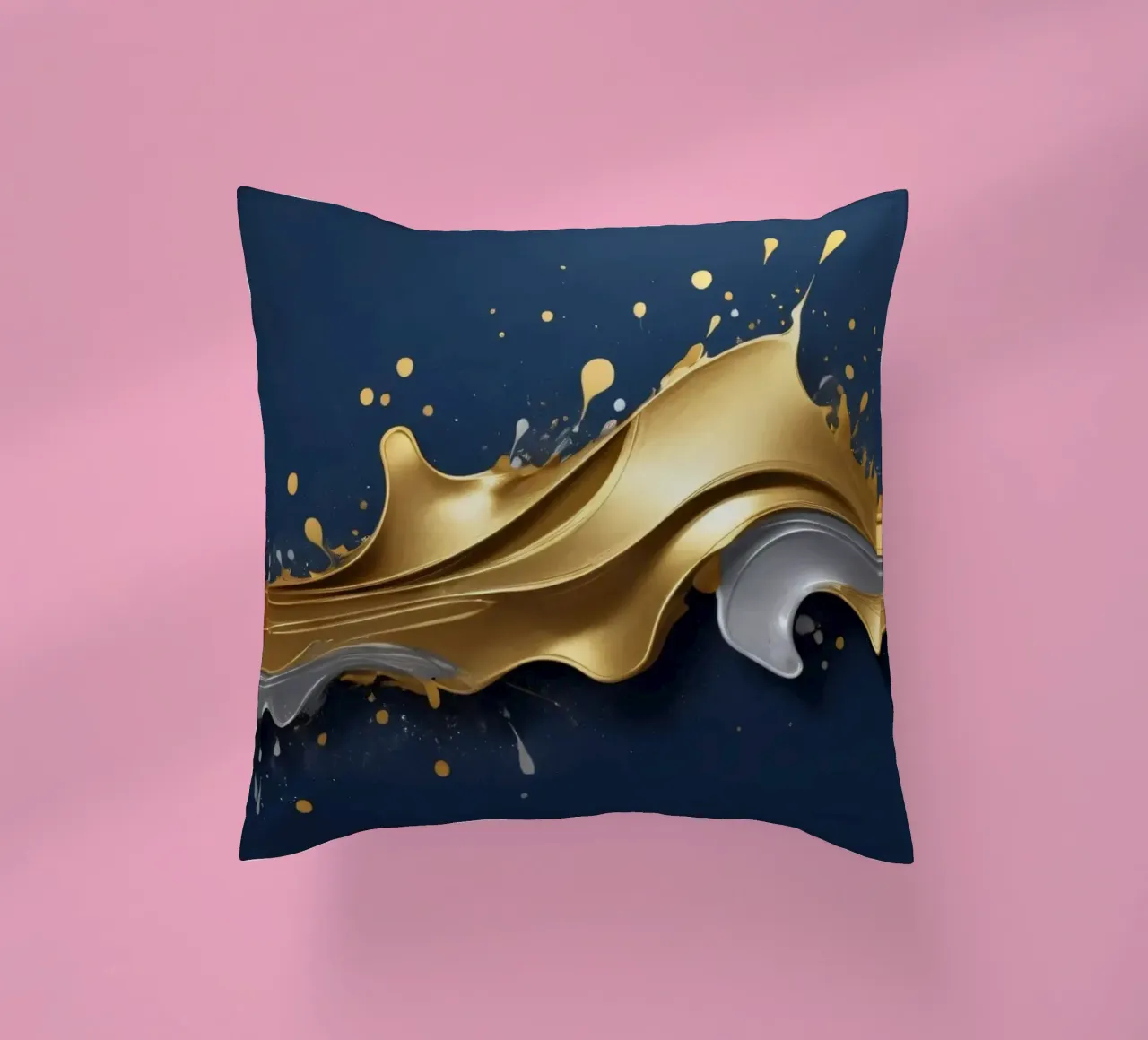 design astratto con onde fluide in oro e argento cuscino da DesignDoodle