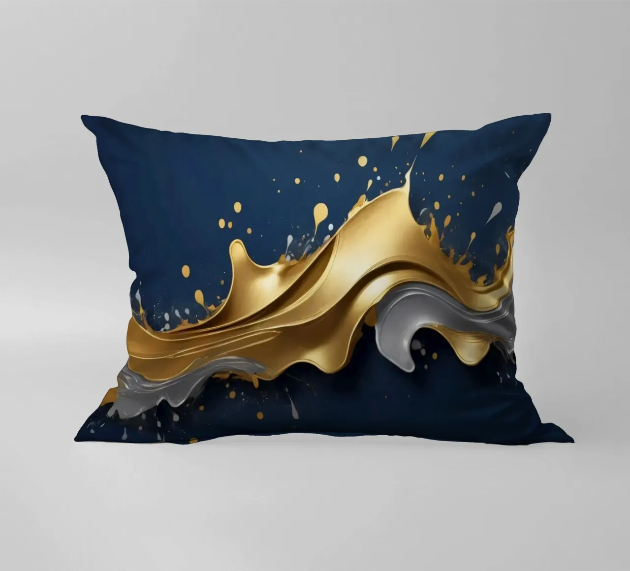 design astratto con onde fluide in oro e argento cuscino da DesignDoodle
