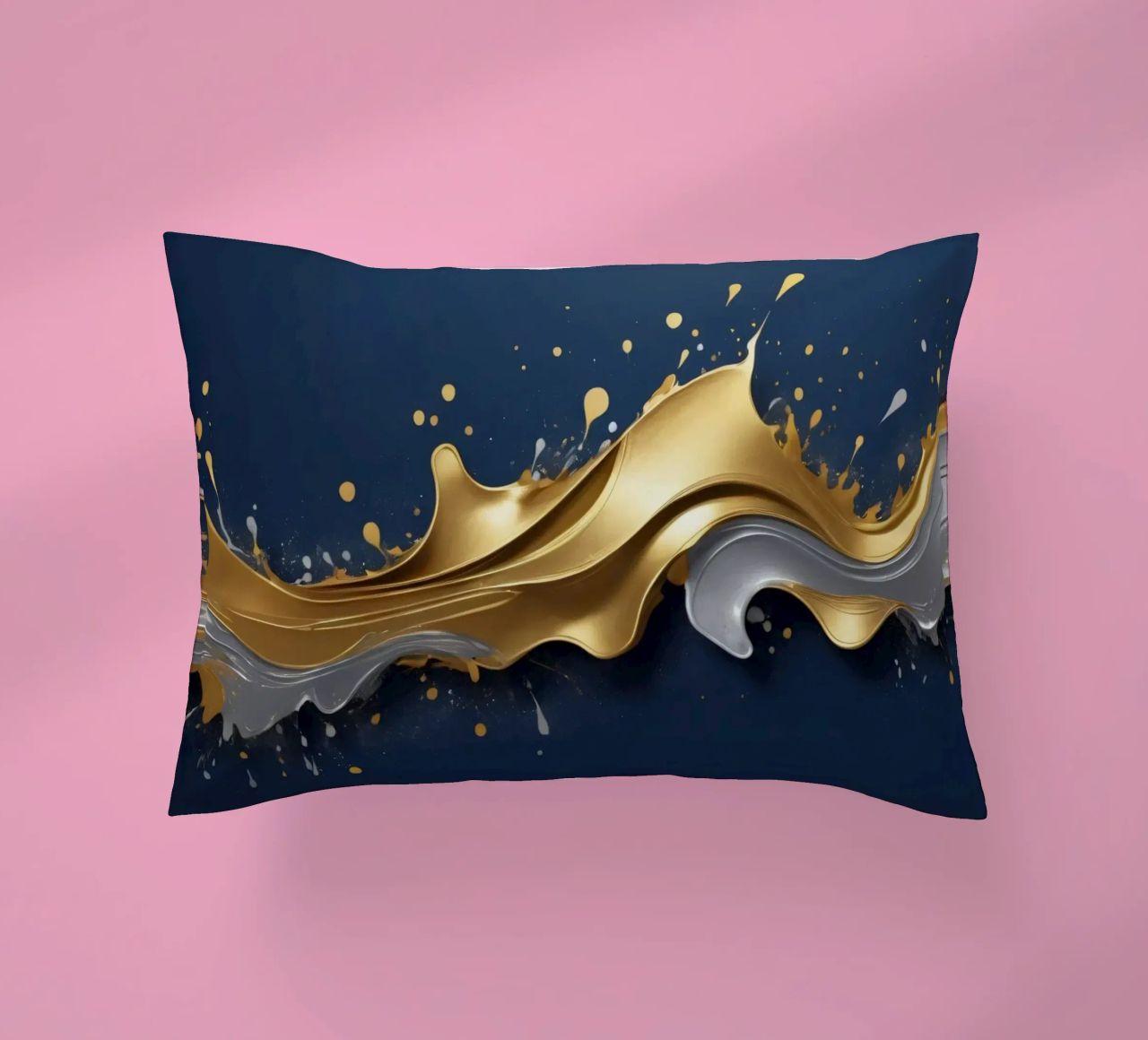 design astratto con onde fluide in oro e argento cuscino da DesignDoodle