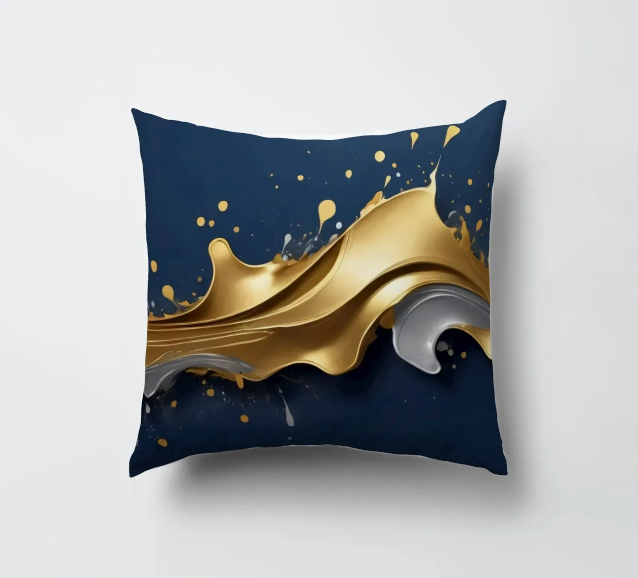 design astratto con onde fluide in oro e argento cuscino da DesignDoodle