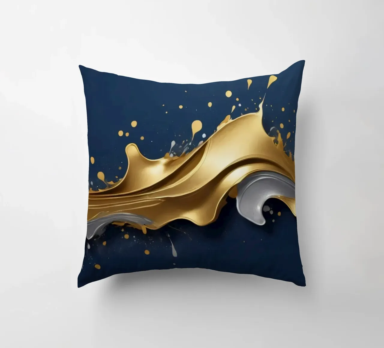 design astratto con onde fluide in oro e argento cuscino da DesignDoodle