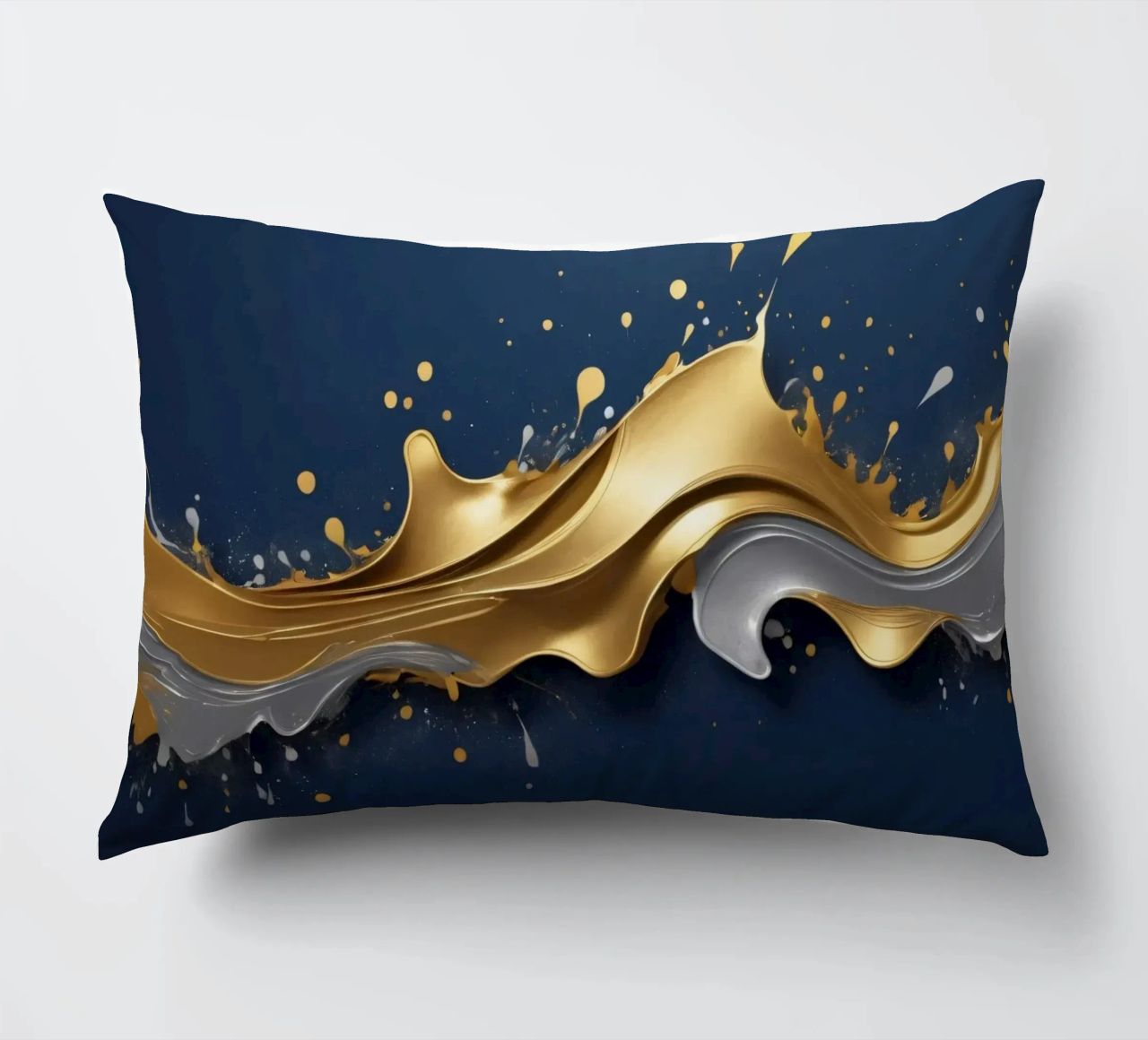 design astratto con onde fluide in oro e argento cuscino da DesignDoodle