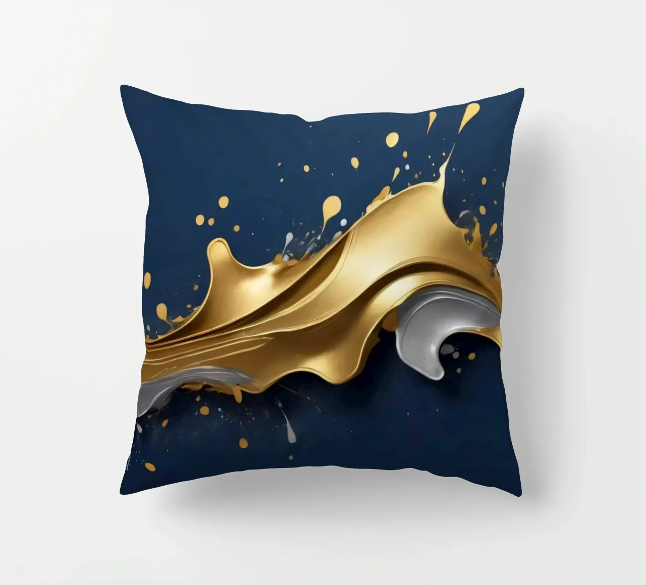 design astratto con onde fluide in oro e argento cuscino da DesignDoodle